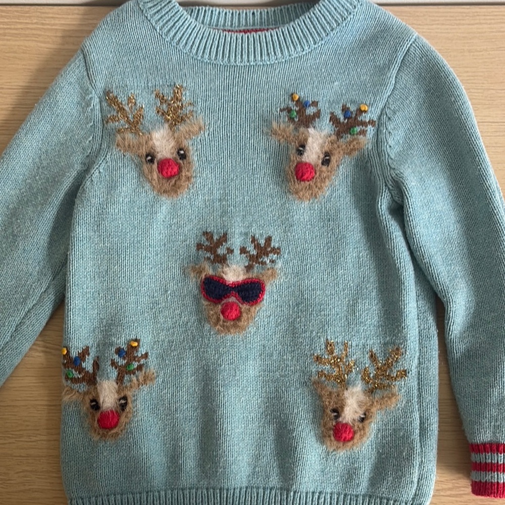 Mini Boden Blue Reindeer Sweater